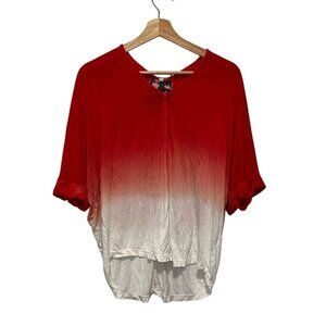 Young Fabulous & Broke Red & White Gradient Loose Fit tunic Women's Shirt Size S